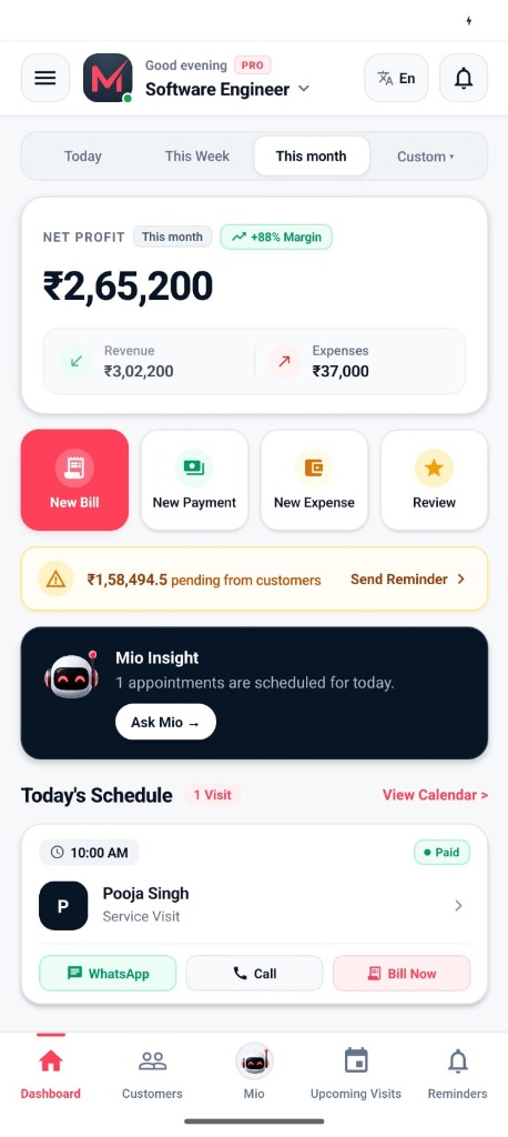 ManageoPA Mobile App Dashboard
